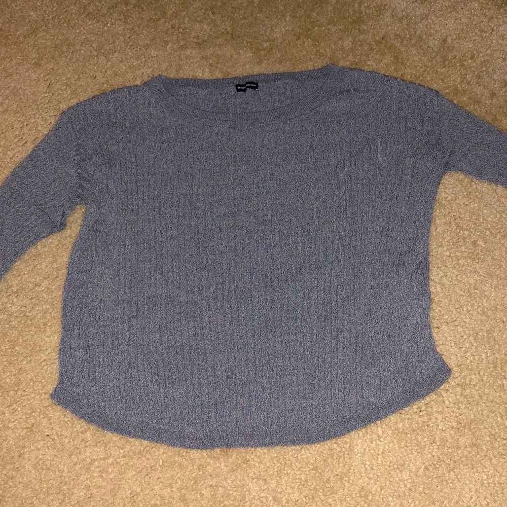 Grey Brandy Melville long sleeve crop shirt
